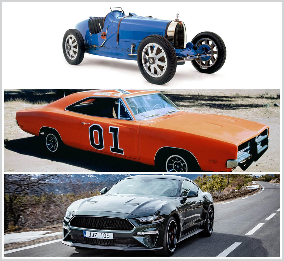 The 100 best classic cars: Bugatti Type 35, General Lee (Dodge Charger), Ford Mustang